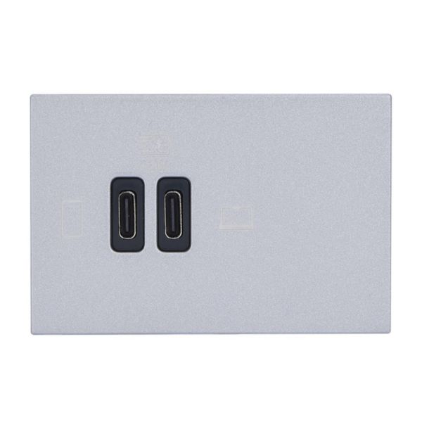 Prise double USB Mosaic Type-C 63W Power Delivery 3 modules - aluminium 