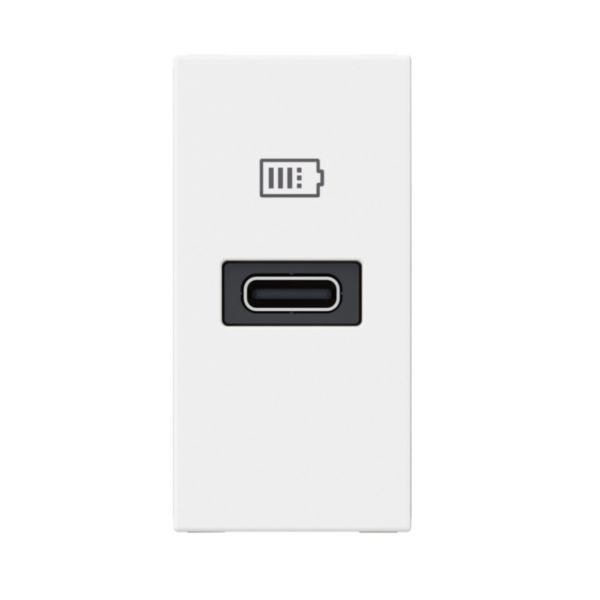 prise USB Type-C Power Delivery Mosaic 3A 20W pour boite de sol, bloc bureau et goulotte - 1 module blanc
