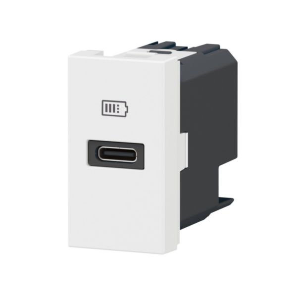 prise USB Type-C Power Delivery Mosaic 3A 20W pour boite de sol, bloc bureau et goulotte - 1 module blanc