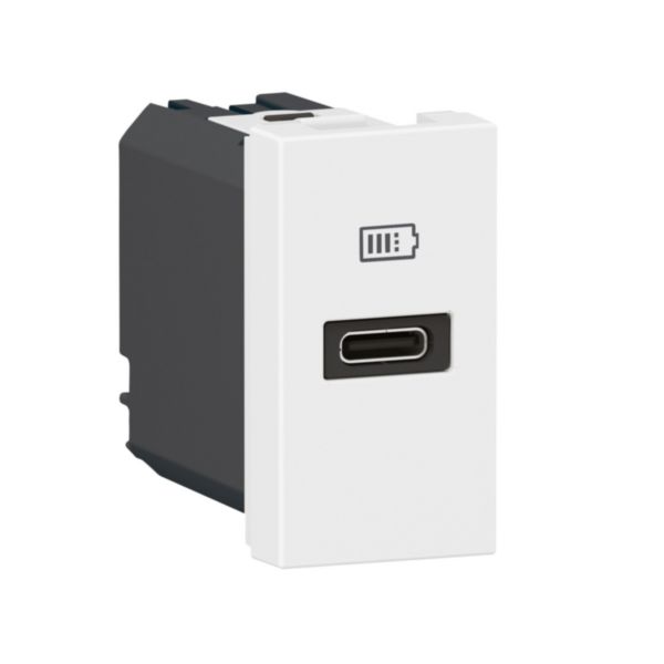 Prise USB Type-C Power Delivery Mosaic 3A 20W pour boite de sol, bloc bureau et goulotte - 1 module blanc