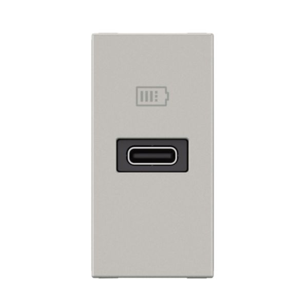 prise USB Type-C Power Delivery Mosaic 3A 20W pour boite de sol, bloc bureau et goulotte - 1 module alu