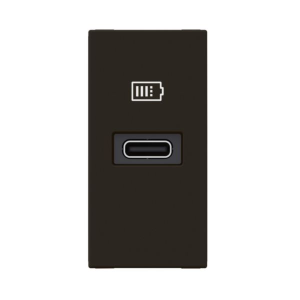 Prise USB Type-C Power Delivery Mosaic 3A 20W pour boite de sol, bloc bureau et goulotte - 1 module noir mat