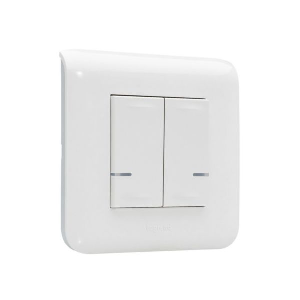 Interrupteur filaire double connecté Mosaic with Netatmo avec neutre 2X250W compatible toutes charges - blanc