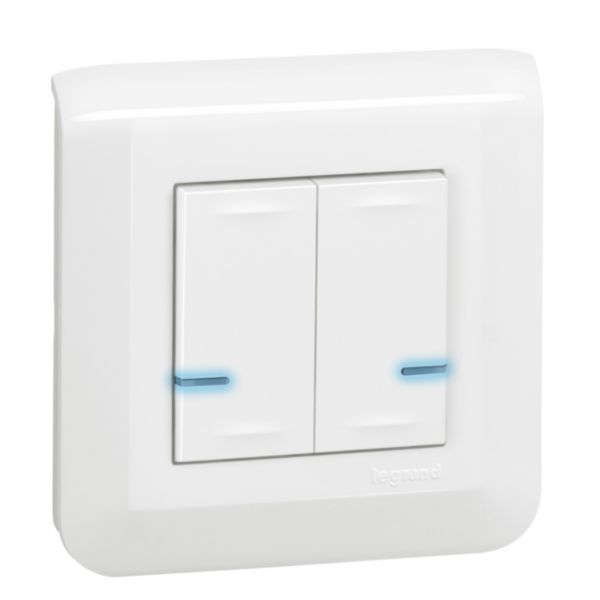 Interrupteur filaire double connecté Mosaic with Netatmo avec neutre 2X250W compatible toutes charges - blanc