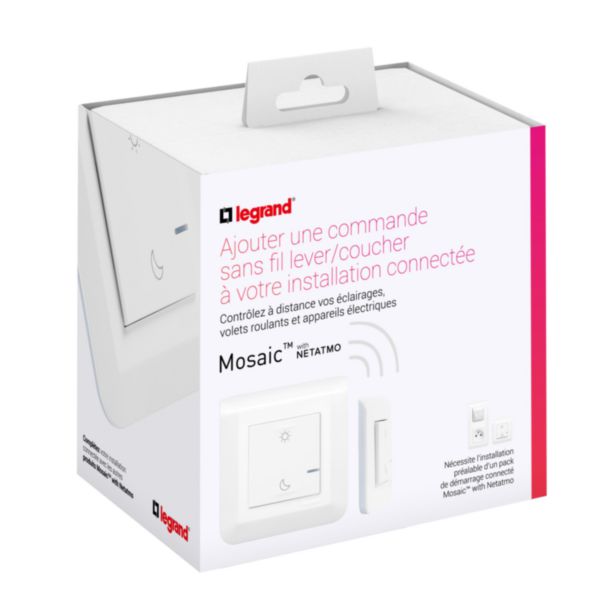 Commande sans fils Lever/Coucher pour installation connectée Mosaic with Netatmo - blanc
