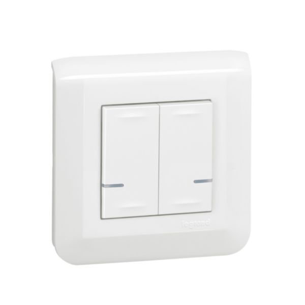 Commande double sans fils Mosaic with Netatmo pour éclairage ou prise connectée ou micromodule - blanc