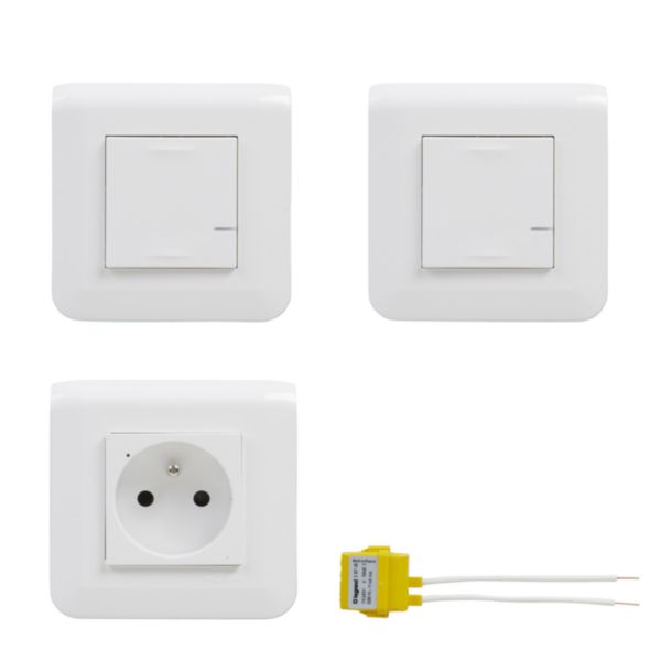 Pack extension installation connectée Mosaic with Netatmo 1 inter + 1 prise connectée + 1 commande sans fils - blanc