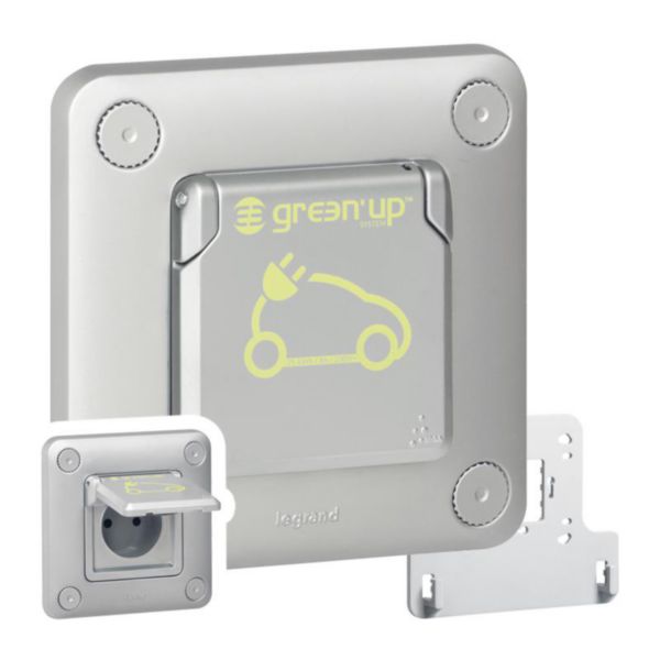 Prise de recharge pour VE Green'up Access avec volet - IP55 IK10 -Fixation saillie ou encatrée- Modes 1 ou 2 - 16A 230V