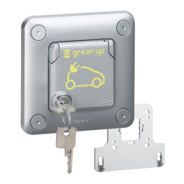 Prise de recharge pour VE Green'up Access avec volet verrouillable - IP55 IK10 -Fixation saillie ou encatrée- Modes 1 ou 2 - 16A 230V