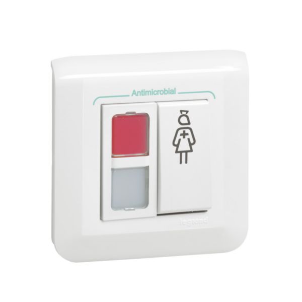 Bloc de porte Mosaic avec 1 voyant rouge , 1 blanc et 1 poussoir d'effacement d'appel et de présence infirmière