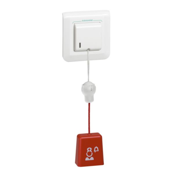 Tirette d'appel sanitaire éjectable Mosaic avec témoin rouge de retour d'appel livré complet - blanc antimicrobien