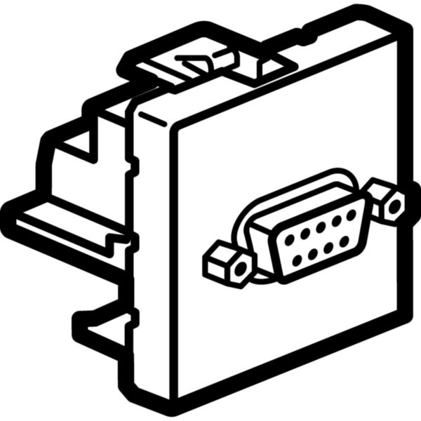 Prise SUB D 9 contacts Mosaic 2 modules avec connecteur à visser pour liaison série typeRS232 - blanc