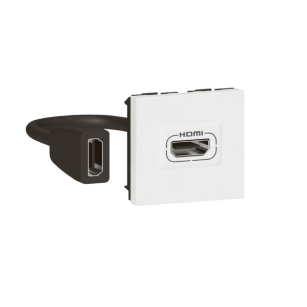 Prise HDMI Type-A version 2.0 préconnectorisée Mosaic 2 modules - blanc 