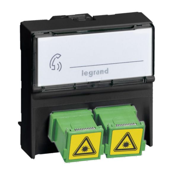 Prise optique équipée de 2 traversées SC/APC simplex Mosaic avec volet de protection intégré - 2 modules noir mat
