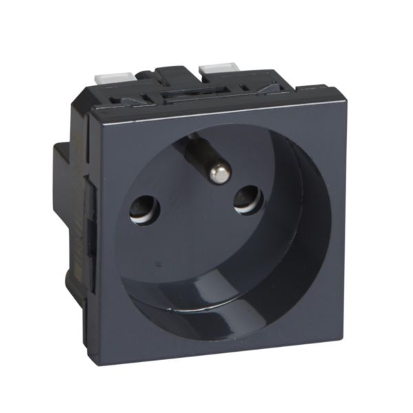 Prise 2P+T Mosaic 2 modules avec connexion par bornes automatiques -anthracite