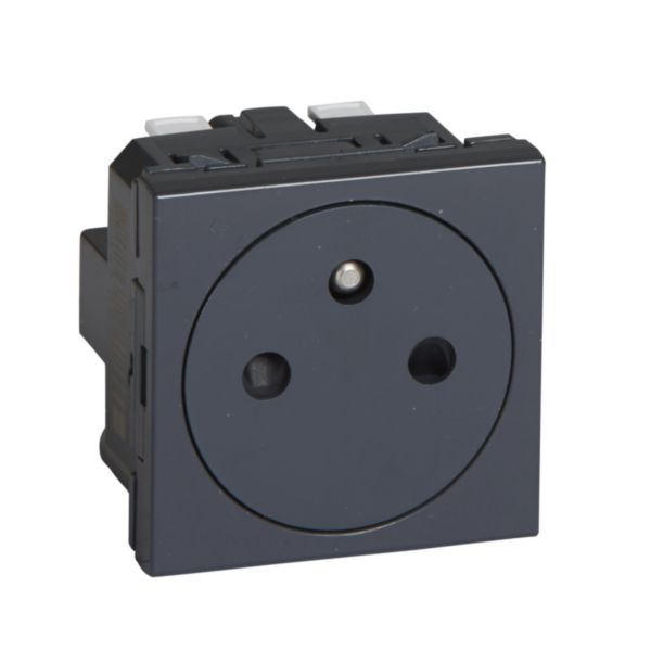 Prise 2P+T Surface Mosaic - connexion bornes automatiques -anthracite - 2modules