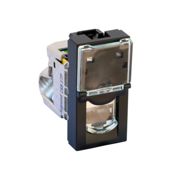 Prise RJ45 catégorie 6A STP à blindage métal Mosaic 1 module - noir mat