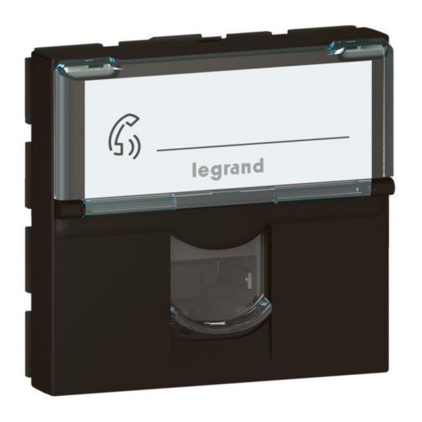Prise RJ45 catégorie 6A STP à blindage métal Mosaic 2 modules - noir mat