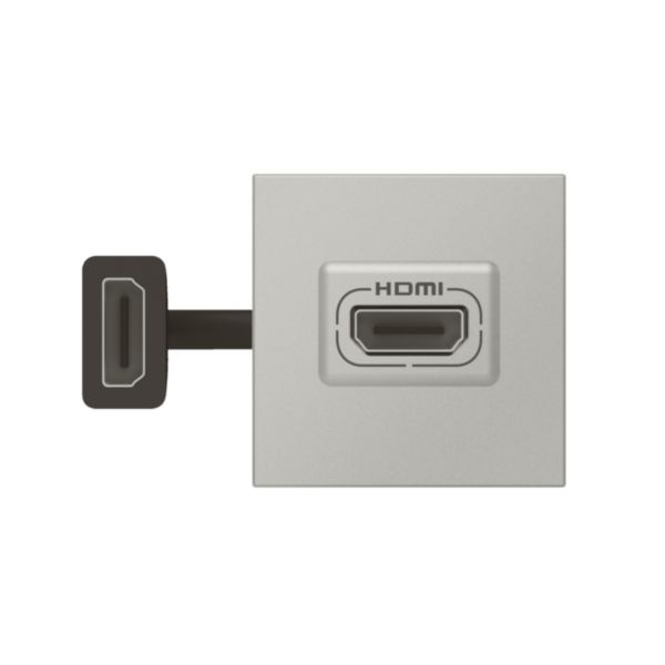 Prise HDMI Type-A version 2.0 préconnectorisée Mosaic 2 modules - alu