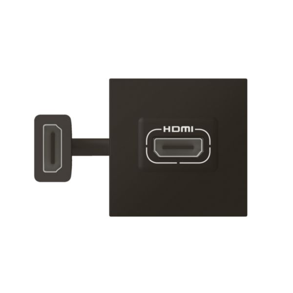 Prise HDMI Type-A version 2.0 préconnectorisée Mosaic 2 modules - noir mat