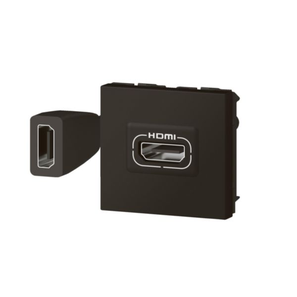 Prise HDMI Type-A version 2.0 préconnectorisée Mosaic 2 modules - noir mat