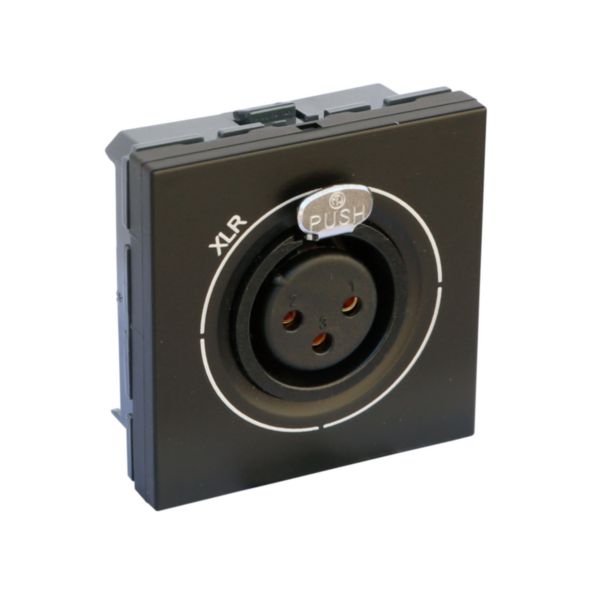 Prise XLR 3 pôles femelle Mosaic 2 modules pour liaison stéréo de tout périphérique - noir mat