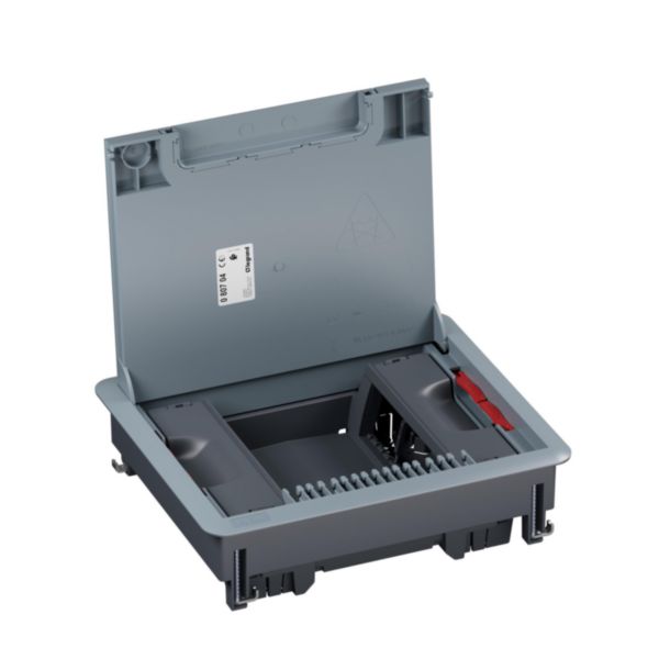 Boîte de sol Mosaic 12 modules verticaux pour plancher technique avec couvercle plastique, résistance 3000N