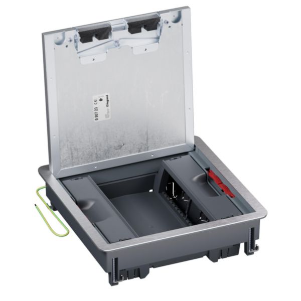 Boîte de sol Mosaic 16 modules verticaux avec couvercle métal - installation dès 80mm, résistance 5000N