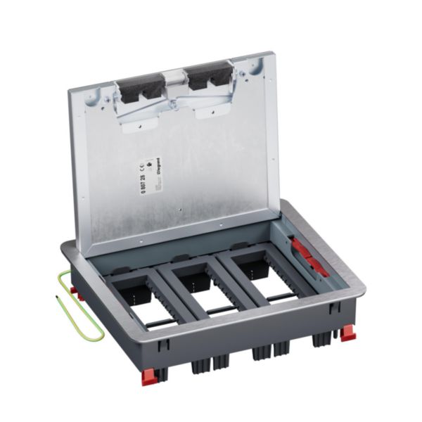 Boîte de sol Mosaic 18 modules horizontaux avec couvercle métal - hauteur réglable 76-250mm