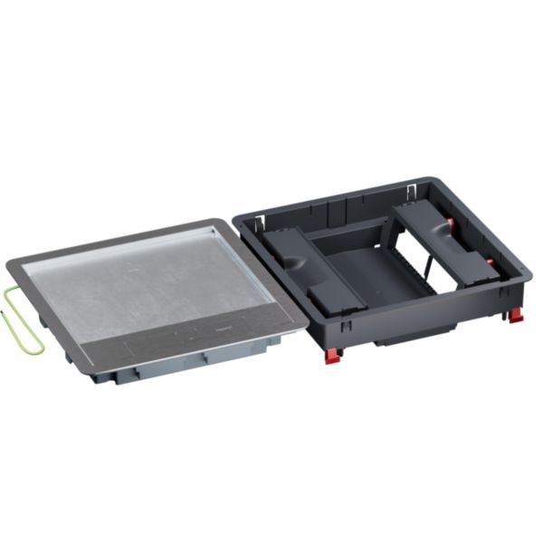 Boîte de sol Mosaic 16 modules pour sol béton avec couvercle métal, résistance 5000N