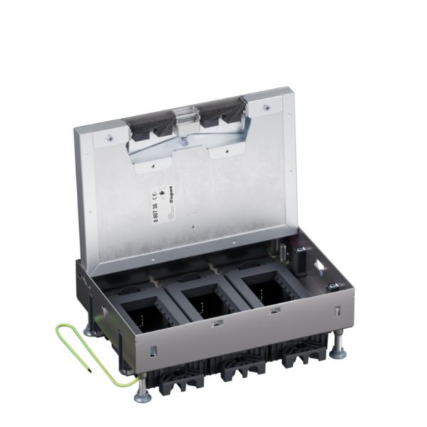 Boîte de sol affleurante métal Mosaic 12 modules horizontaux avec couvercle amovible