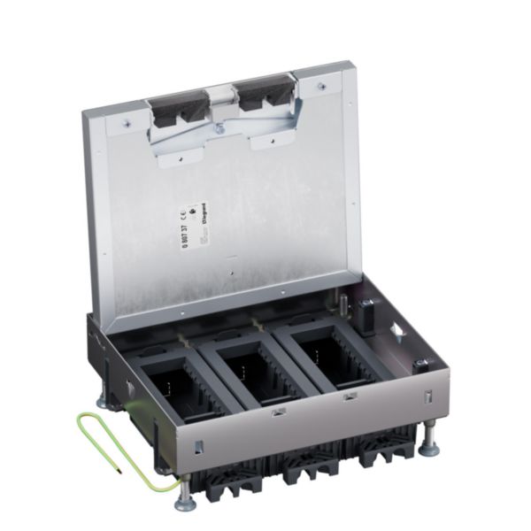 Boîte de sol affleurante Mosaic 18 modules avec couvercle amovible, résistance 5000N