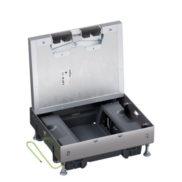 Boîte de sol affleurante métal Mosaic 12 modules verticaux avec couvercle amovible - Charge 5000N