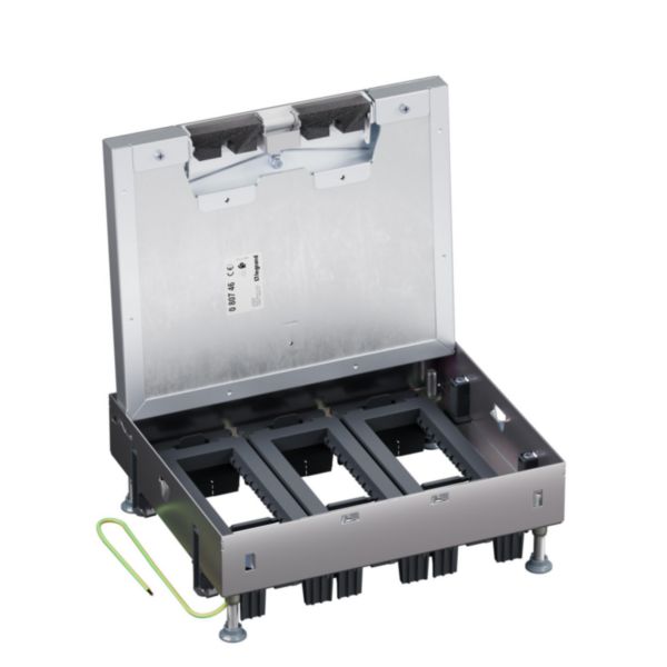 Boîte de sol affleurante métal Mosaic 18 modules pour sol béton avec couvercle amovible - hauteur 89-250mm 