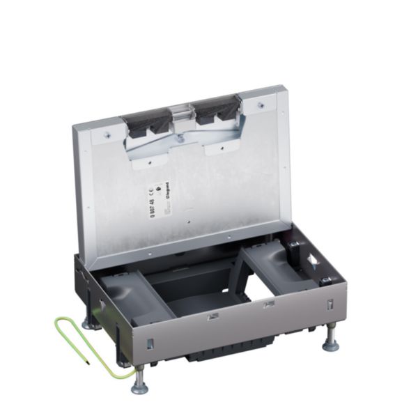 Boîte de sol affleurante métal Mosaic 8 modules verticaux pour sol béton avec couvercle amovible - hauteur 81-250mm