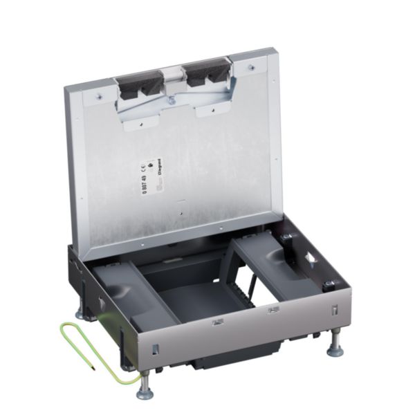 Boîte de sol affleurante métal Mosaic 12 modules verticaux pour sol béton avec couvercle amovible