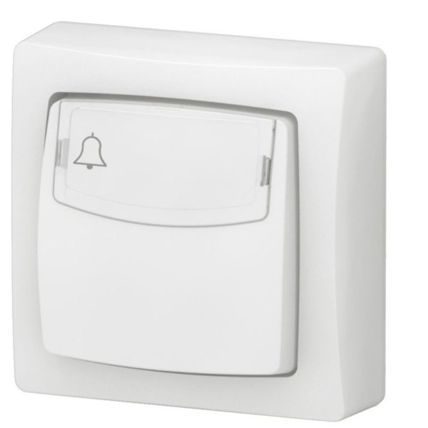 Poussoir simple touche avec porte-étiquette Appareillage Saillie complet - Blanc