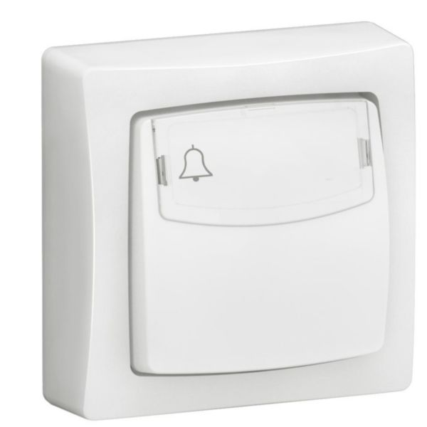 Poussoir simple touche avec porte-étiquette Appareillage Saillie complet - Blanc