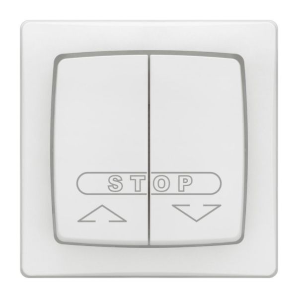 Poussoir double pour volets roulants avec bornes automatiques - Appareillage saillie complet blanc