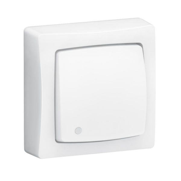 Poussoir lumineux livré complet (voyant fourni) Appareillage Saillie - Blanc