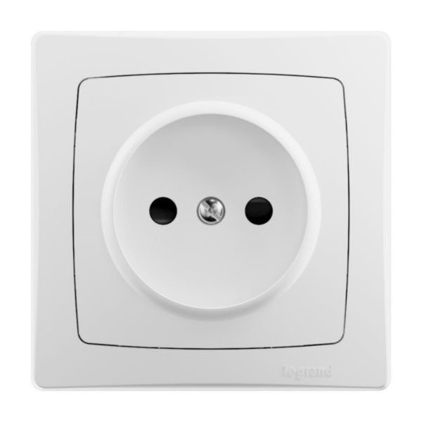 Prise de courant sans terre avec éclips de protection 16A 250V - Appareillage Saillie - bornes auto - Complet Blanc