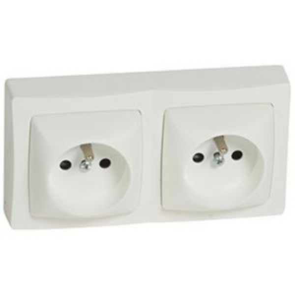 Prise de courant 2x2P+T precablee Appareillage saillie complet - blanc  Legrand