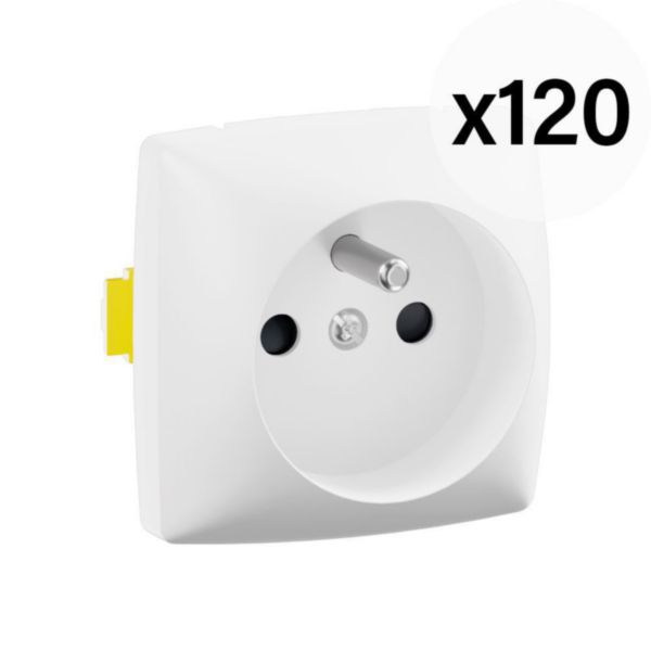 Prise de courant avec terre pose saillie - 120 colisage chantier - bornes auto - Composable - Blanc