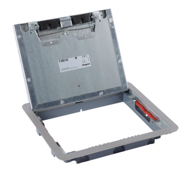 Couvercle métal revêtement inox pour boîte de sol version standard 12 modules ou 18 modules