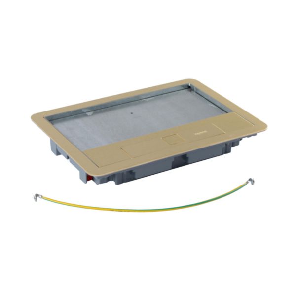 Couvercle métal revêtement laiton pour boîte de sol version standard 8 modules ou 12 modules