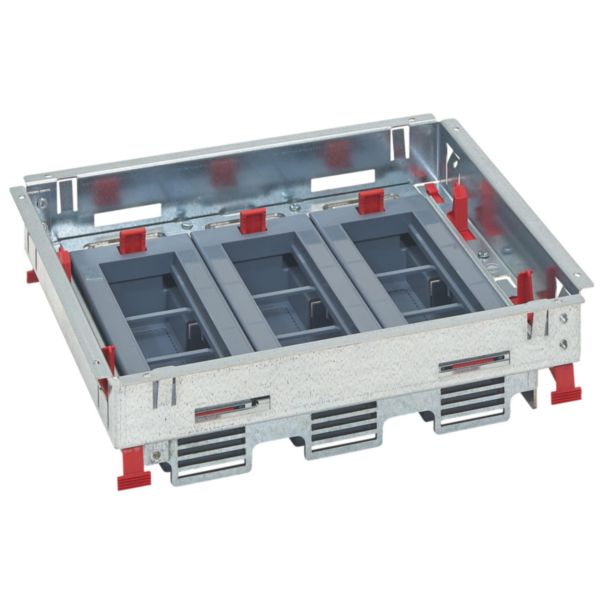 Kit support hauteur réglable pour boîte de sol standard pour prises en position horizontale 3 paniers de 6 modules