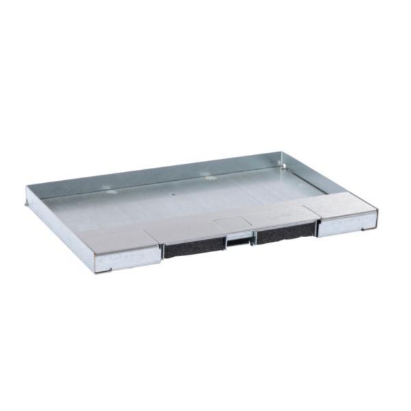 Couvercle métal revêtement inox pour boîte de sol version affleurante 8 modules ou 12 modules