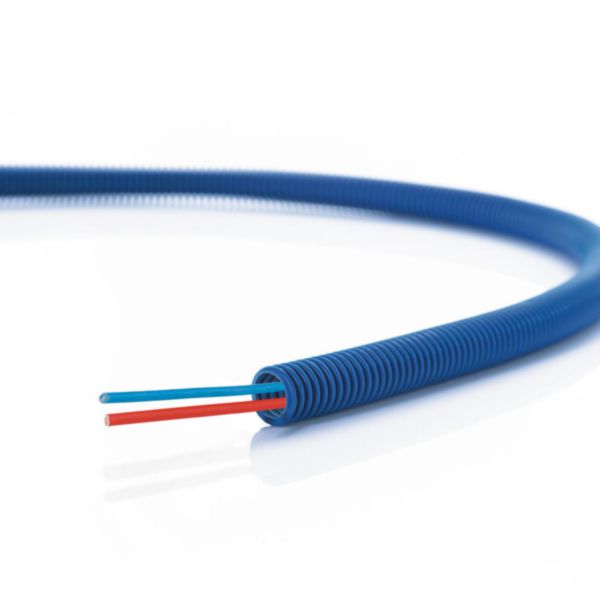 Conduit ICTA Chronofil® Ø16mm pour courant fort avec 2 conducteurs 1,5mm² bleu et rouge - RAL5010