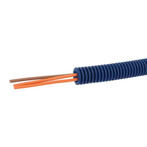 Conduit ICTA Chronofil® Ø16mm pour courant fort avec 3 conducteurs 1,5mm² marron , orange et orange - RAL5010