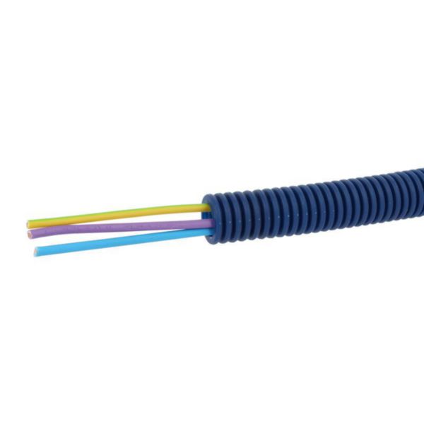 Conduit ICTA Chronofil® Ø16mm pour courant fort avec 3 conducteurs 1,5mm² bleu , vert et vert et jaune - RAL5010